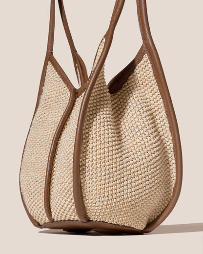CALELLA BUCKET SOFT RAFFIA - Leather-trimmed Shoulder Bag | Hereu outlet
