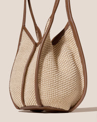 CALELLA BUCKET SOFT RAFFIA - Leather-trimmed Shoulder Bag | Hereu outlet