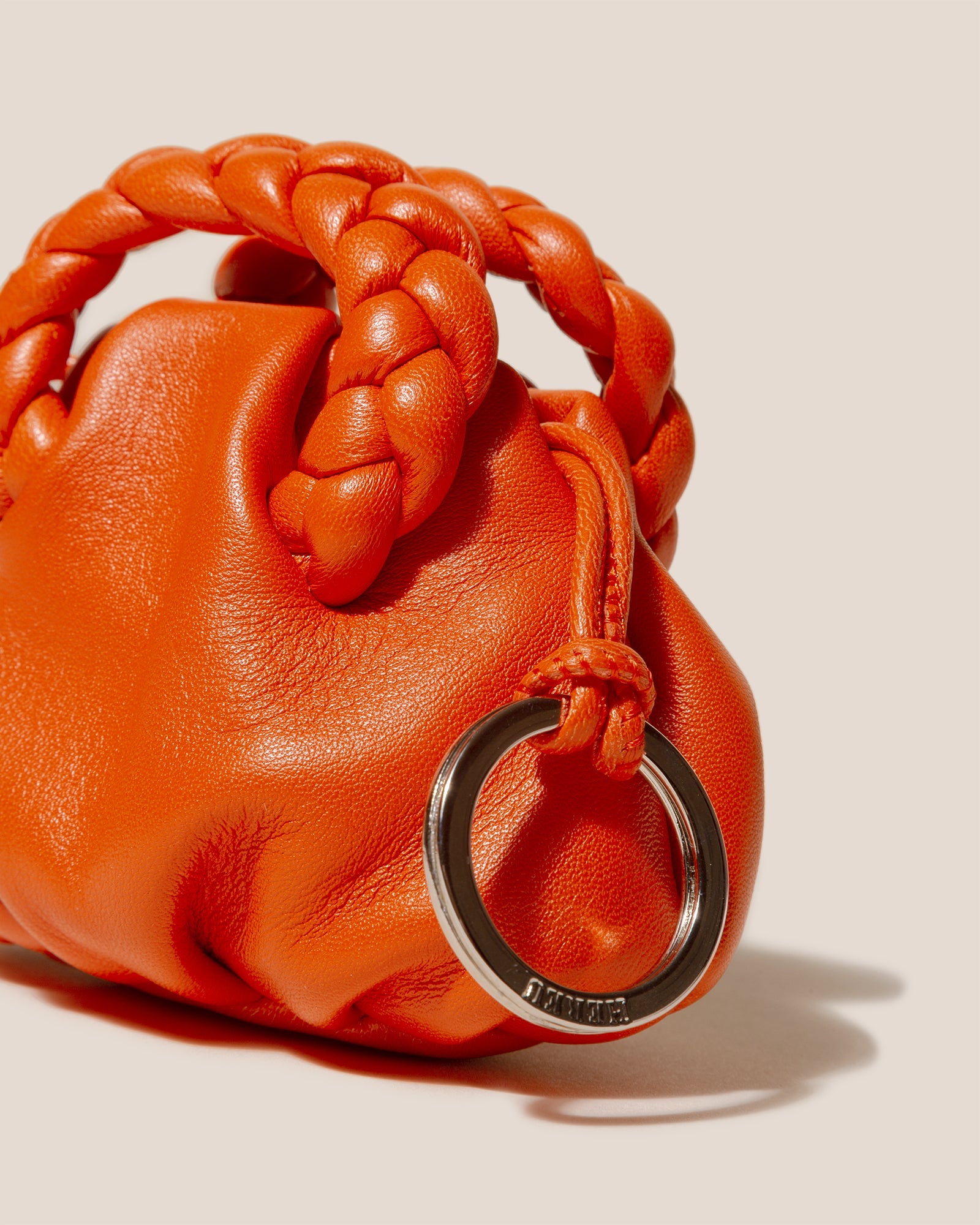 BOMBON MINI PURSE - Plaited-Handle Leather Keychain Purse | Hereu on sale