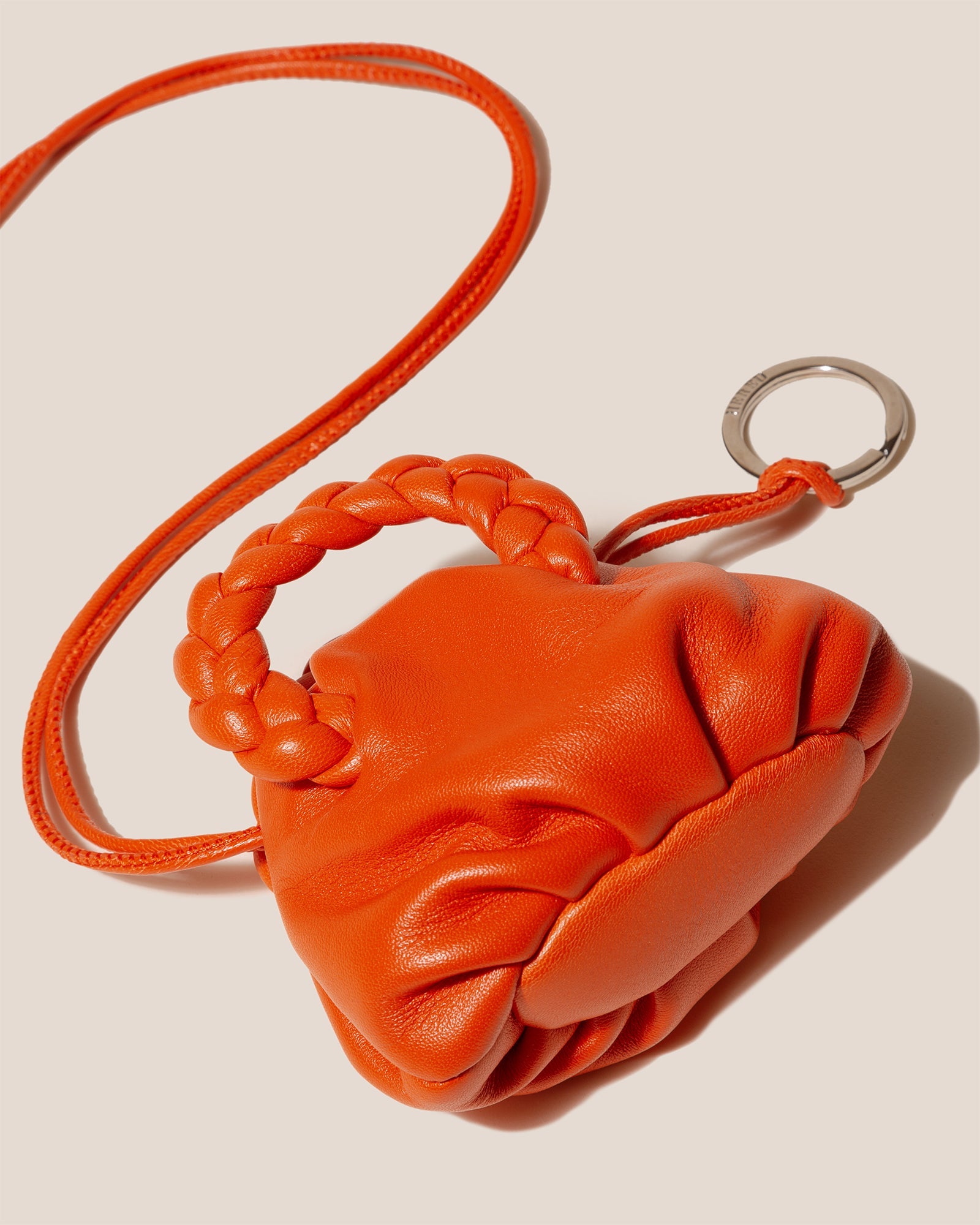 BOMBON MINI PURSE - Plaited-Handle Leather Keychain Purse | Hereu on sale