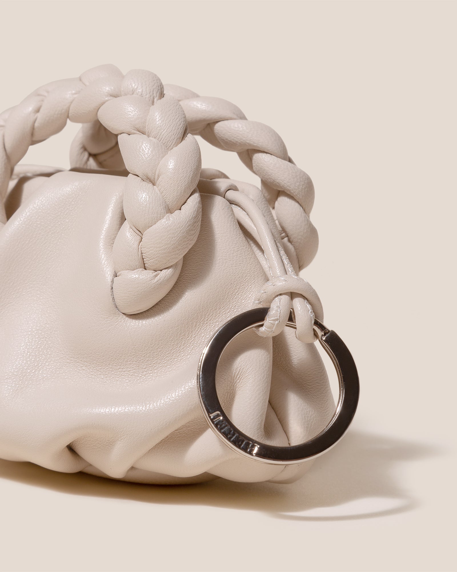 BOMBON MINI PURSE - Plaited-Handle Leather Keychain Purse | Hereu for sale