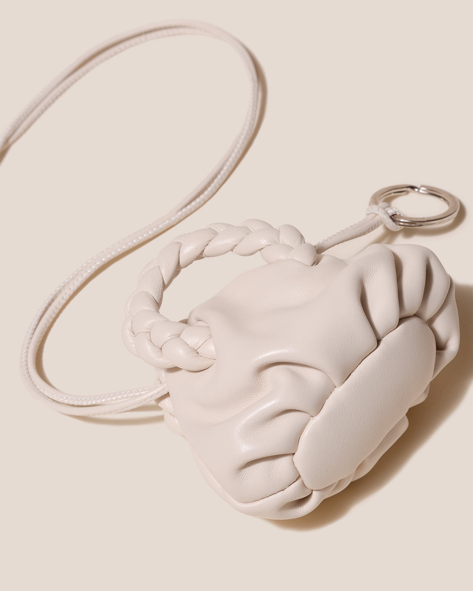 BOMBON MINI PURSE - Plaited-Handle Leather Keychain Purse | Hereu for sale