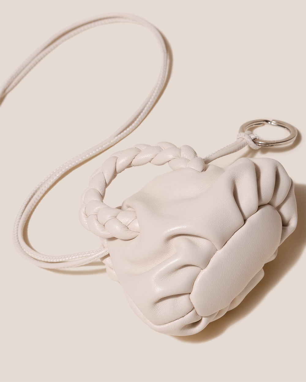 BOMBON MINI PURSE - Plaited-Handle Leather Keychain Purse | Hereu for sale