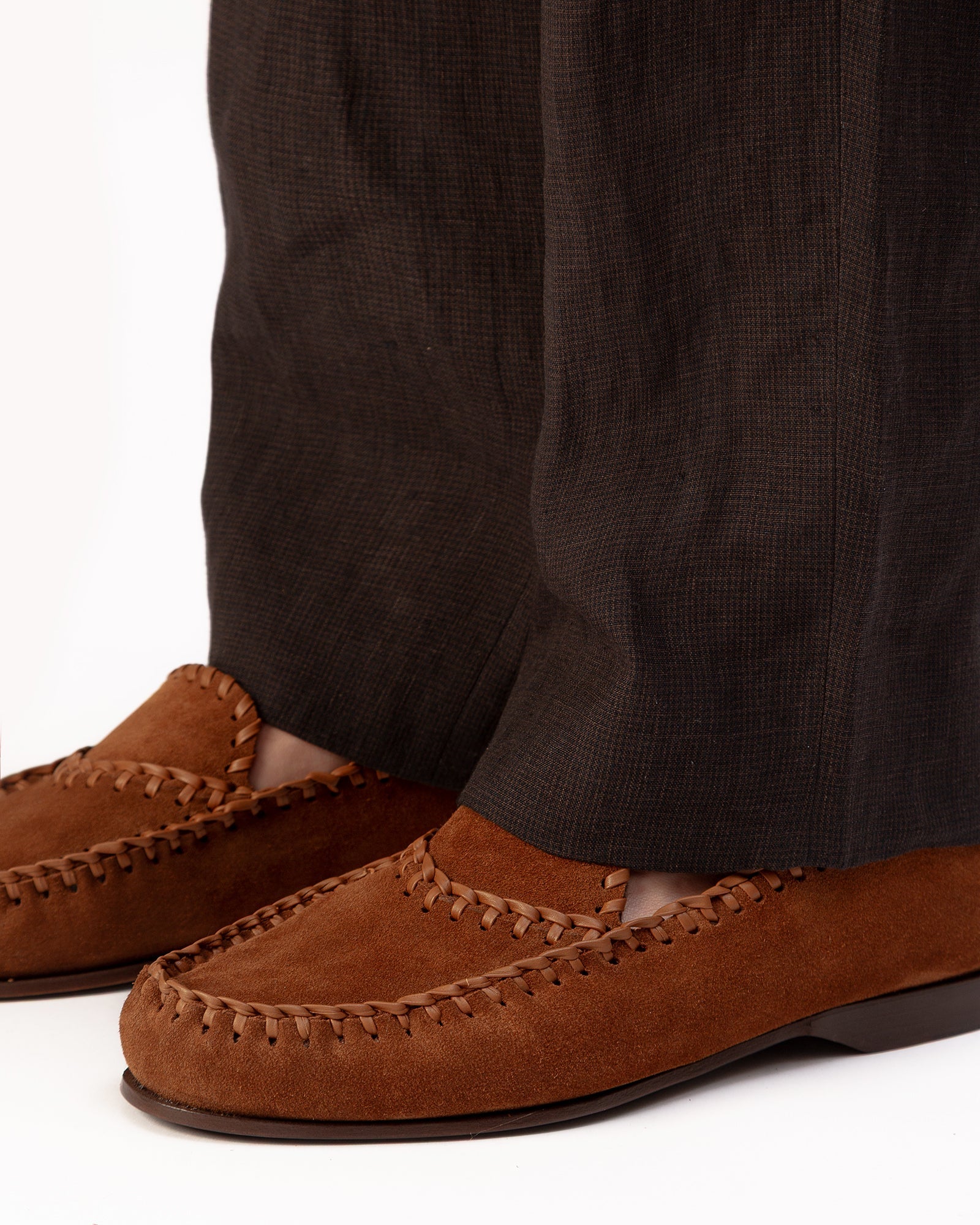 SASTRE SUEDE - Braided Seams Slip-on Loafer | Hereu on sale