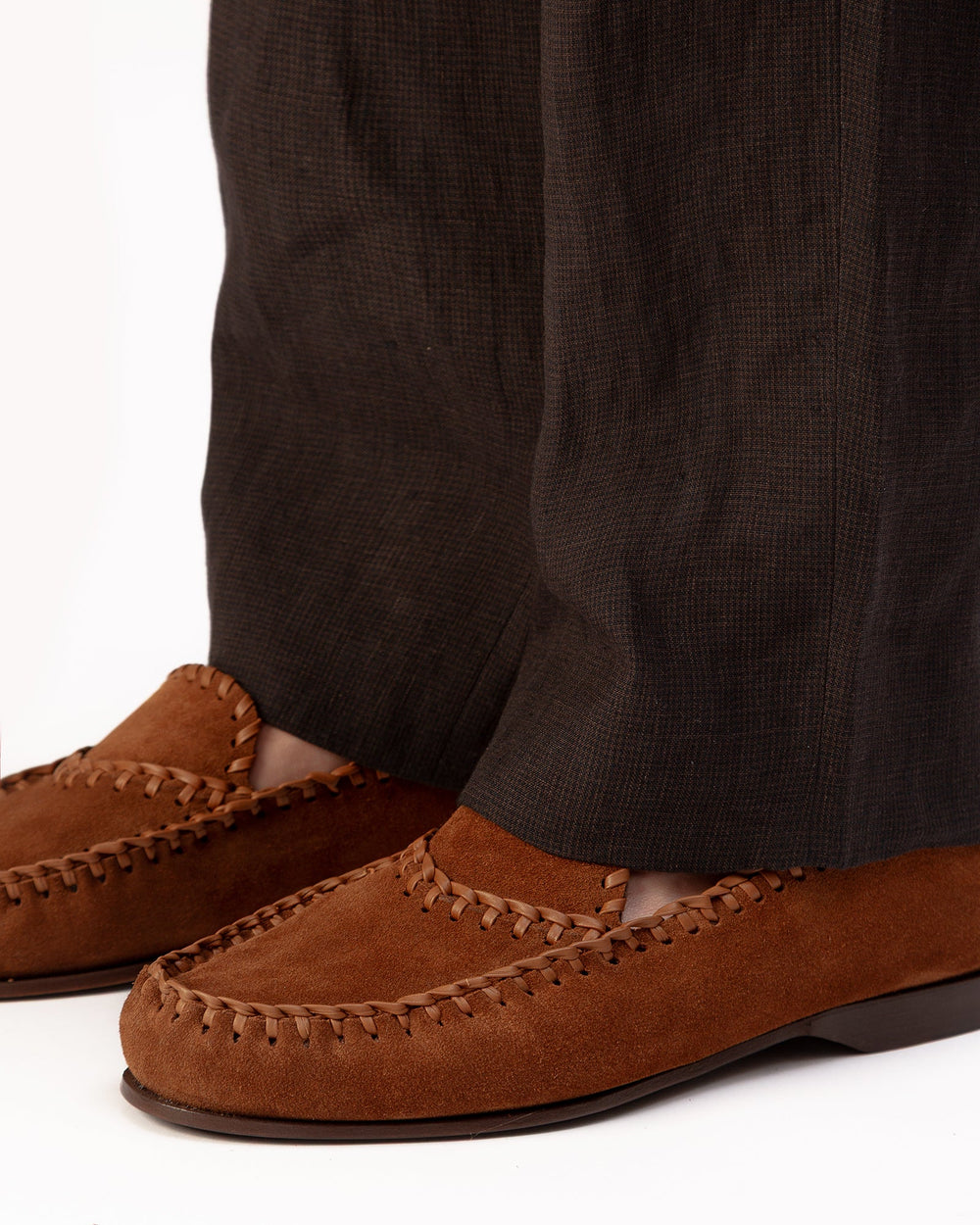 SASTRE SUEDE - Braided Seams Slip-on Loafer | Hereu on sale