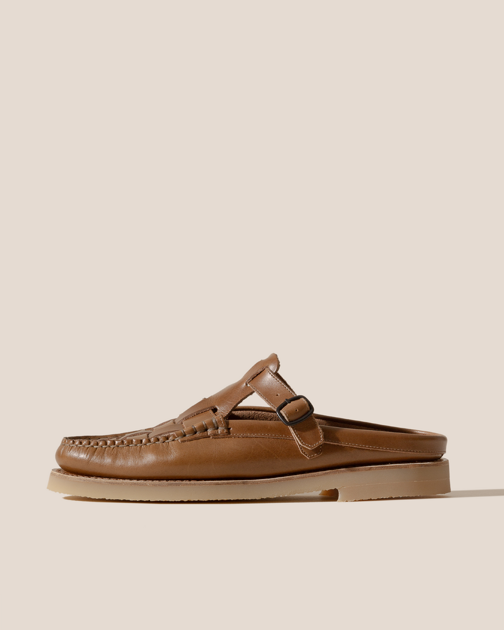FERRIOL MULE RUBBER VEG TAN - Woven T-bar Mule Loafer | Hereu near me