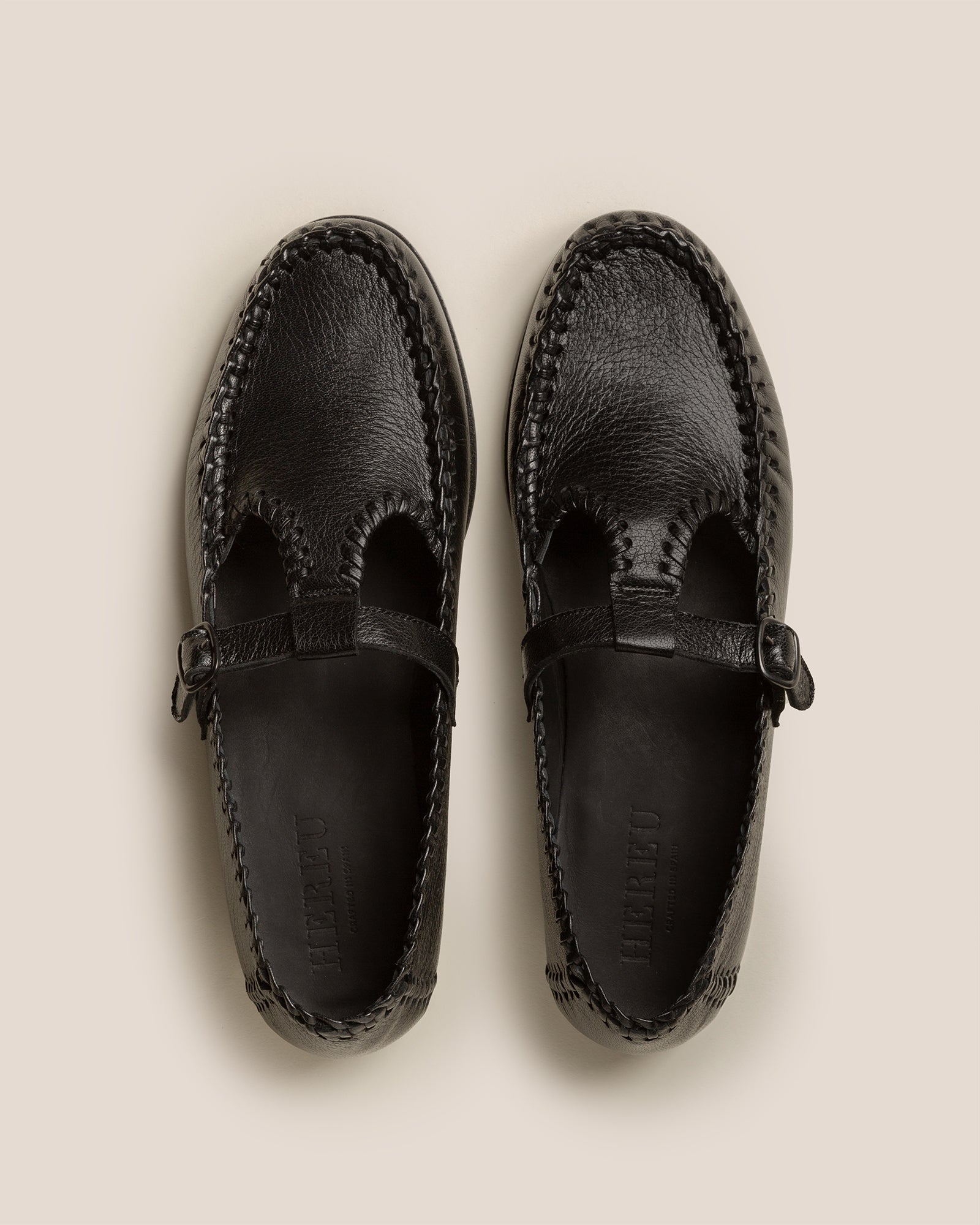 ALCOVER SUPPLE SHINY - Braided Seams T-bar Loafer | Hereu outlet