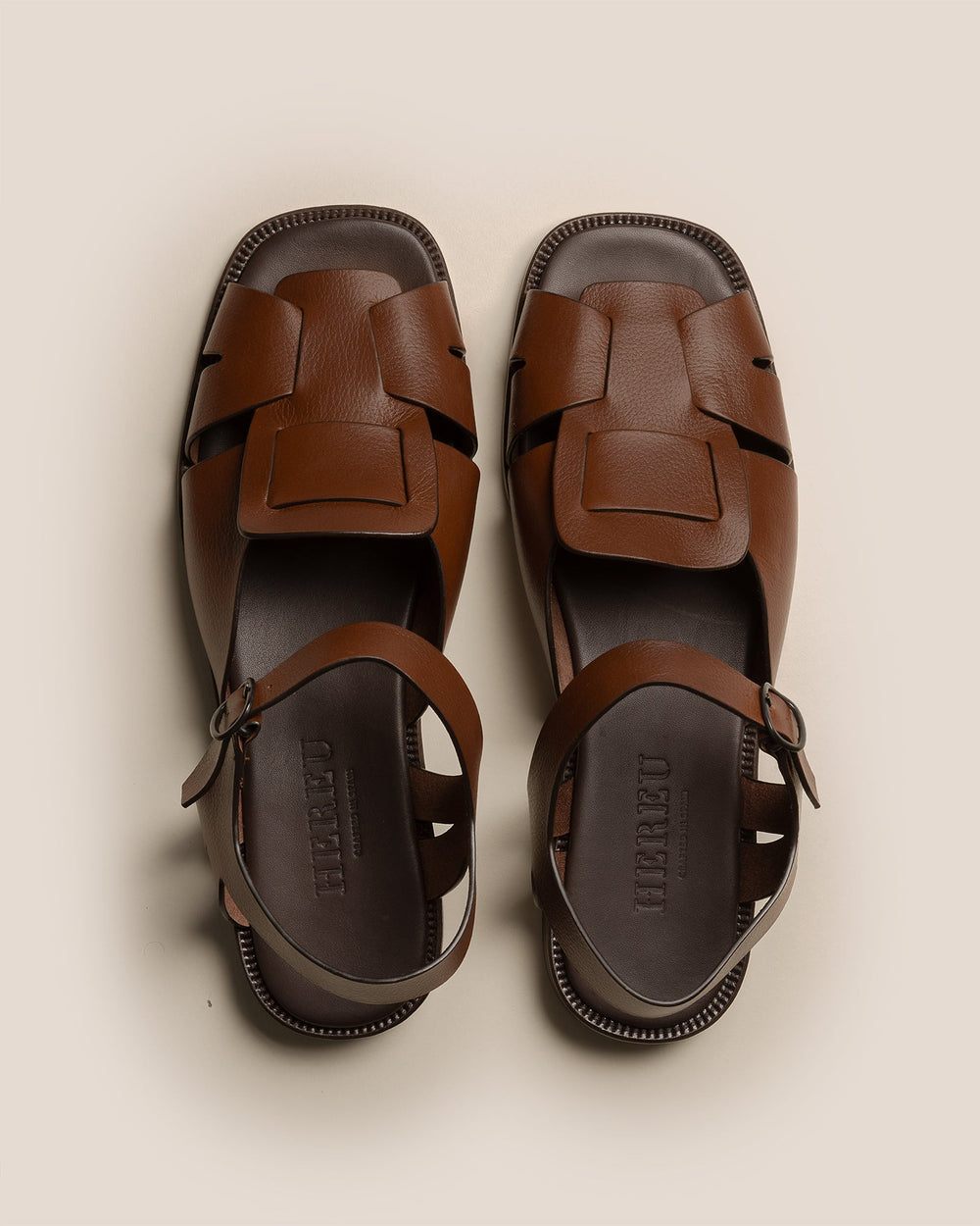 ROCA GRAINY VEG TAN - Square-toe Fisherman Sandal | Hereu outlet