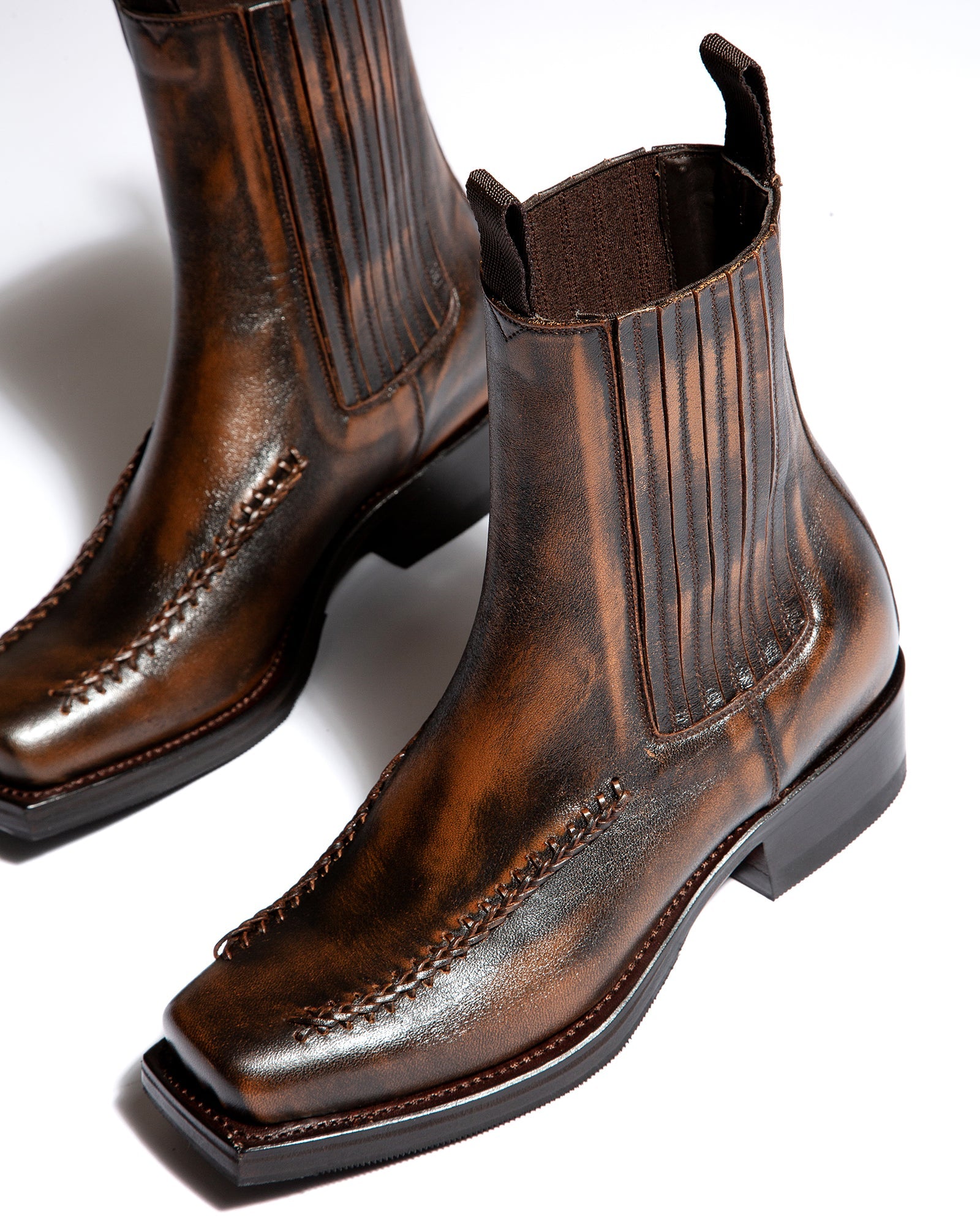 AGULLA - Square-Toe Braided Detail Chelsea Boot | Hereu US