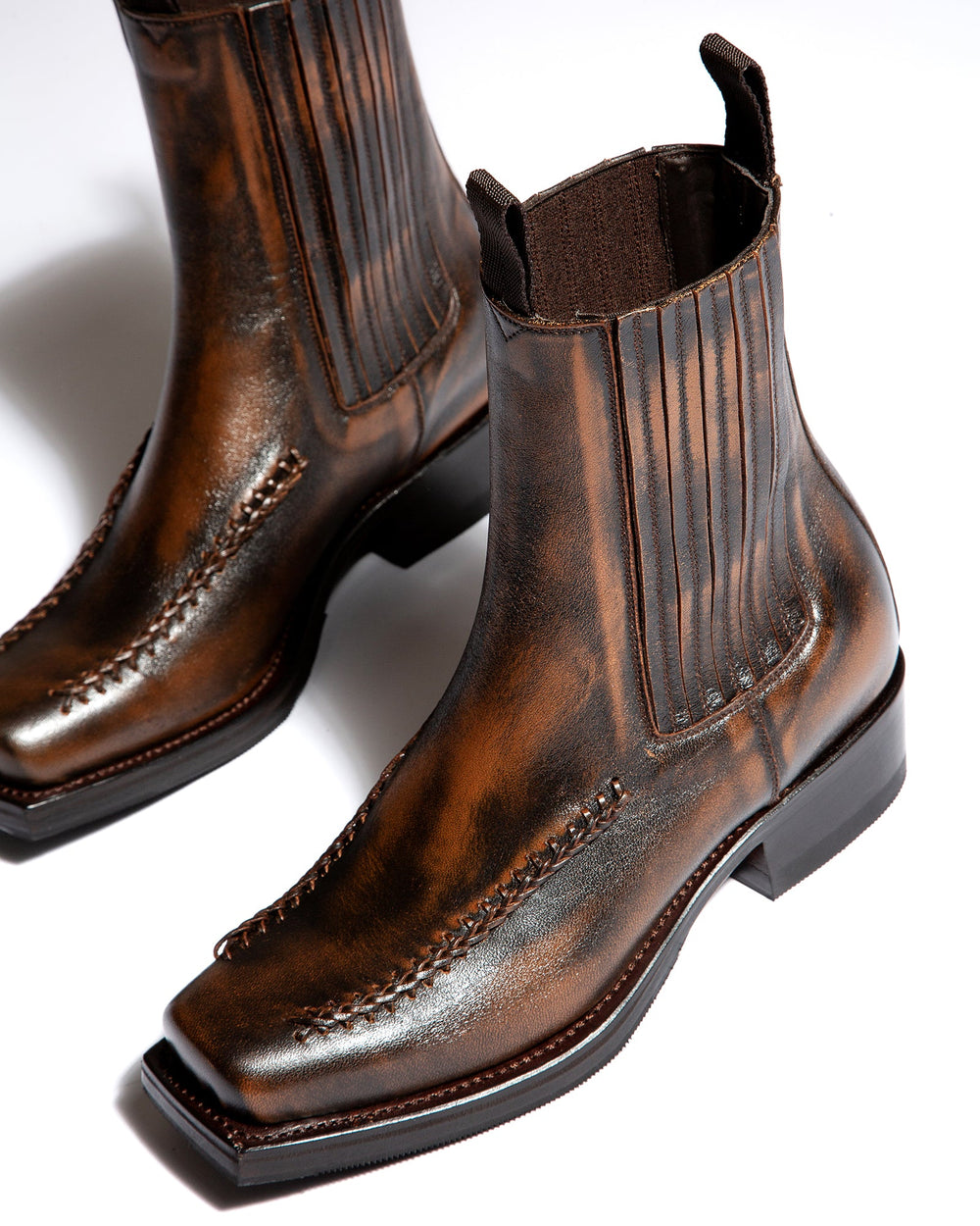 AGULLA - Square-Toe Braided Detail Chelsea Boot | Hereu US