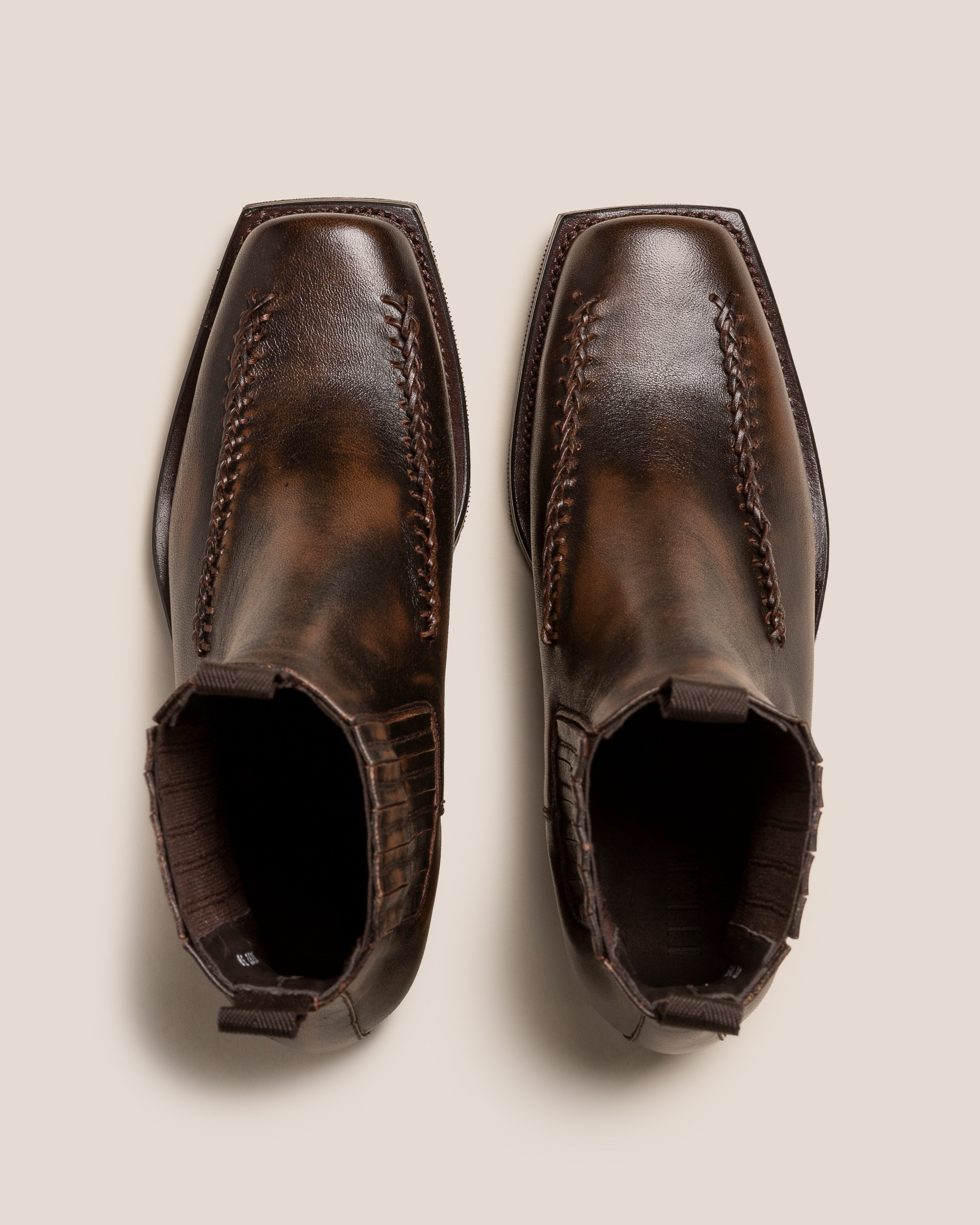 AGULLA - Square-Toe Braided Detail Chelsea Boot | Hereu US