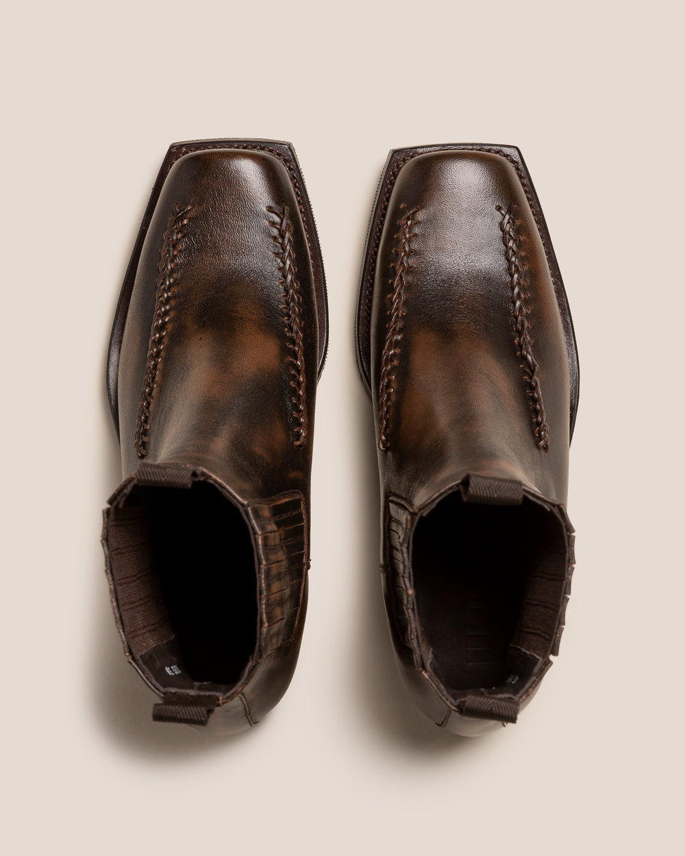 AGULLA - Square-Toe Braided Detail Chelsea Boot | Hereu US