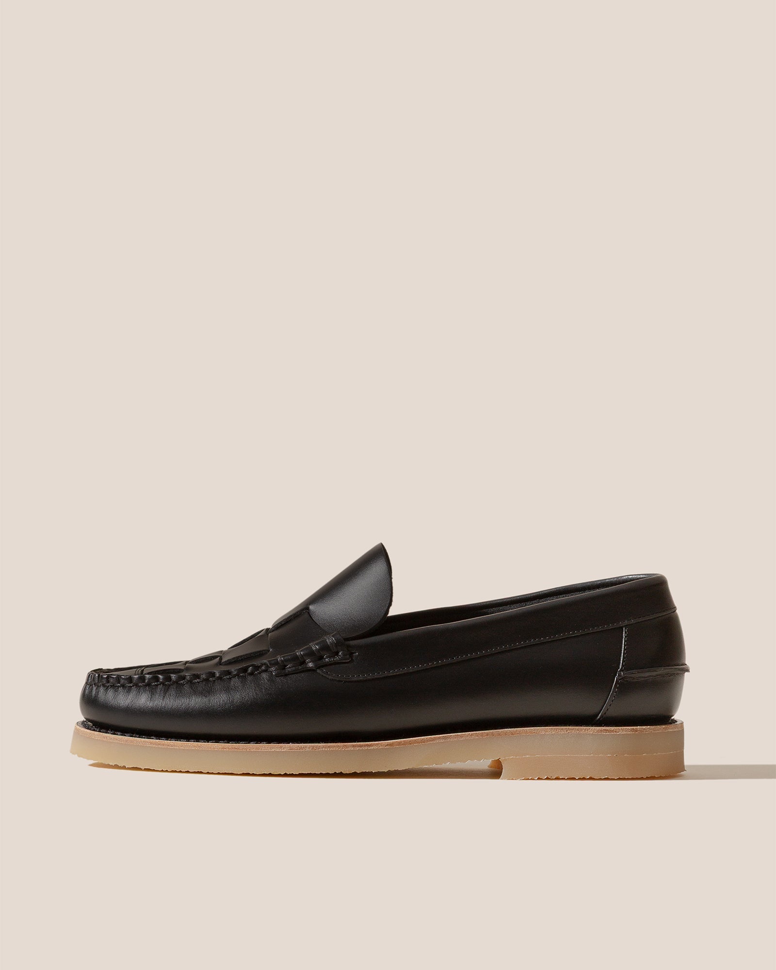 NOMBELA RUBBER VEG TAN - Interwoven Detail Slip-On Loafer | Hereu sale