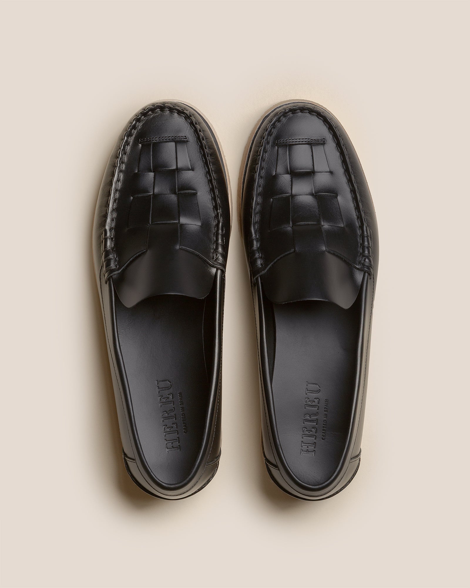NOMBELA RUBBER VEG TAN - Interwoven Detail Slip-On Loafer | Hereu sale