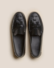NOMBELA RUBBER VEG TAN - Interwoven Detail Slip-On Loafer | Hereu sale