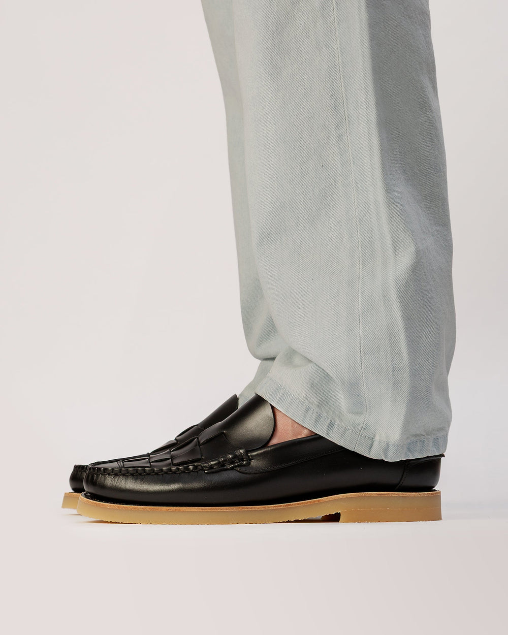 NOMBELA RUBBER VEG TAN - Interwoven Detail Slip-On Loafer | Hereu sale