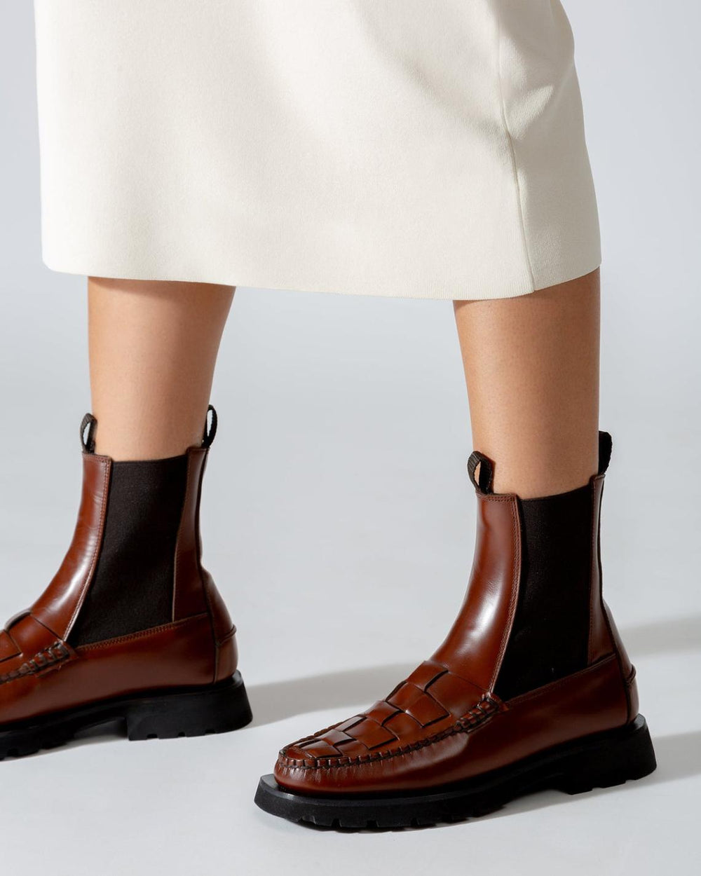 Hereu Boots | ALDA WOVEN SPORT - Tread Sole Interwoven-detail Chelsea Boot - Women