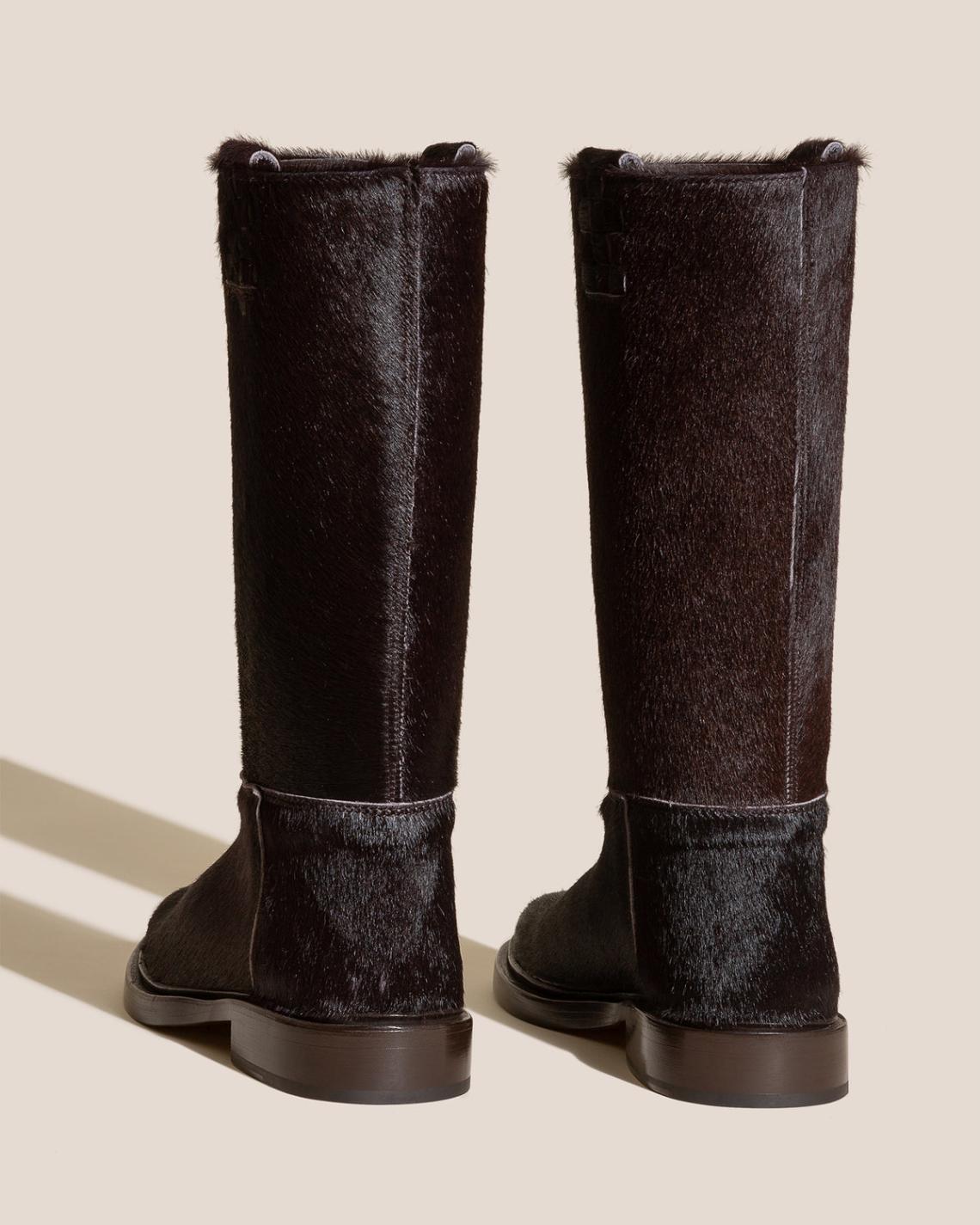 Hereu Boots | ANELLA CALF HAIR - Interwoven Detailed Pull-On Boot - Women