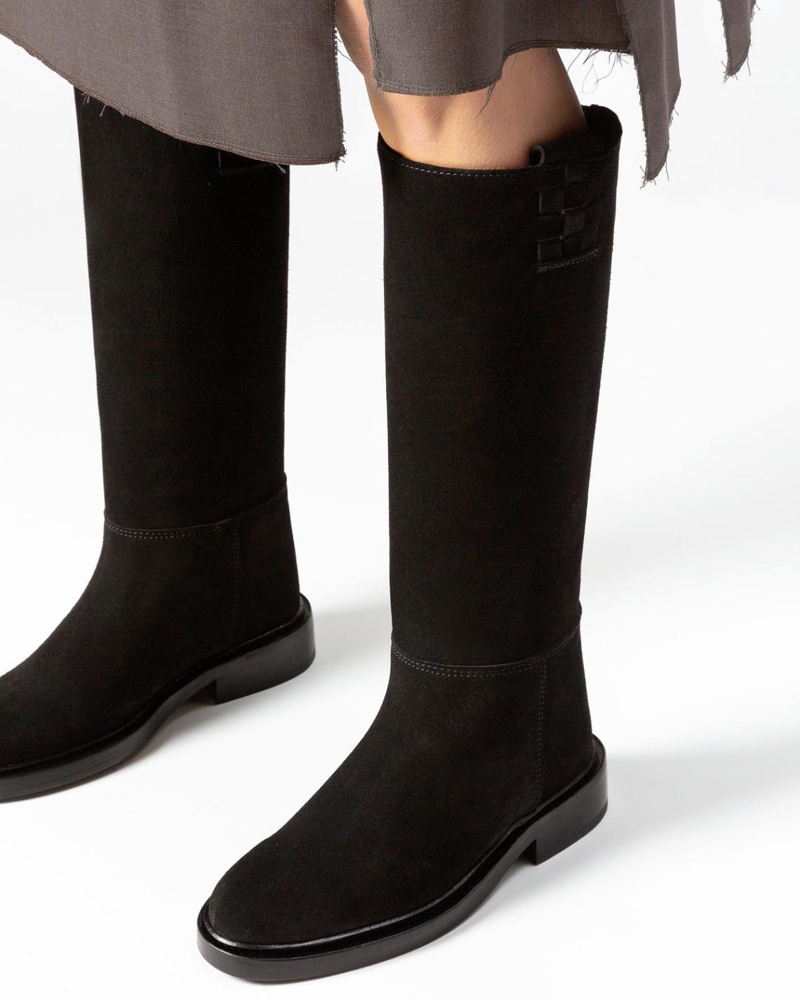 Hereu Boots | ANELLA WAXED - Interwoven Detailed Pull-On Boot - Women