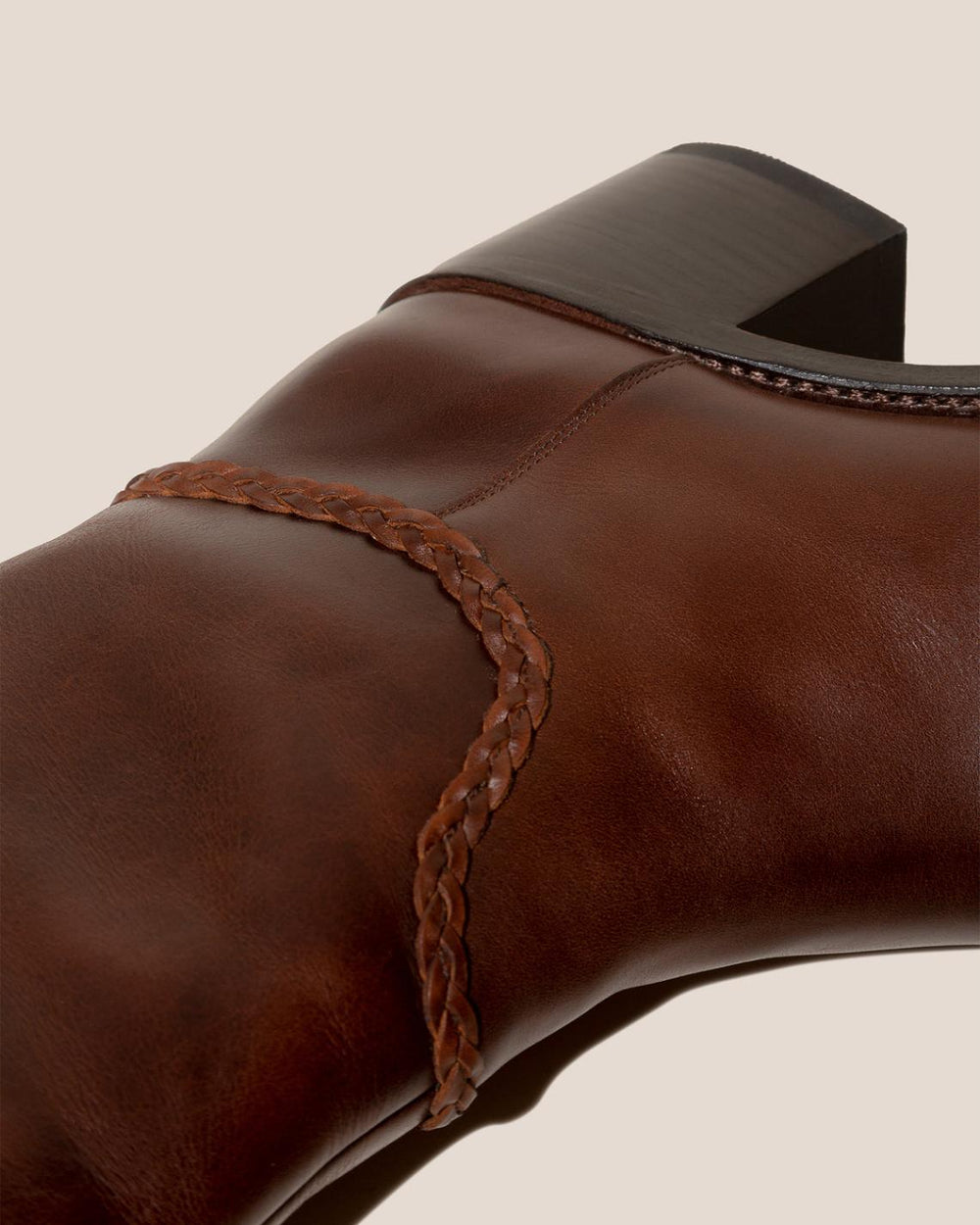 Hereu Boots | CALOBRA - Heeled Square-Toe Braided Detail Knee-High Boot - Women