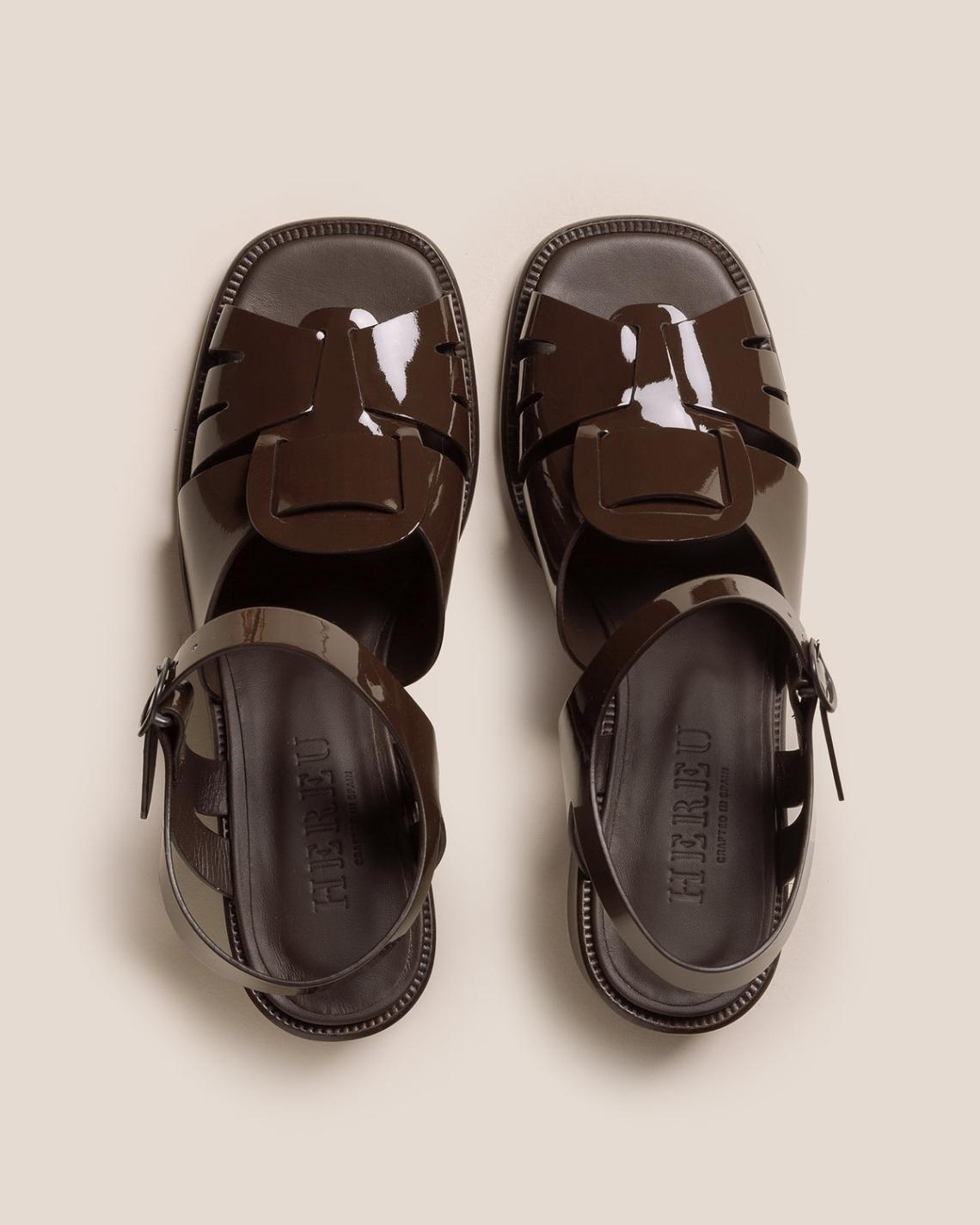 Hereu Heels | ANCORA SQUARED HEELED GLOSSY - Open-Toe Fisherman Sandal - Women