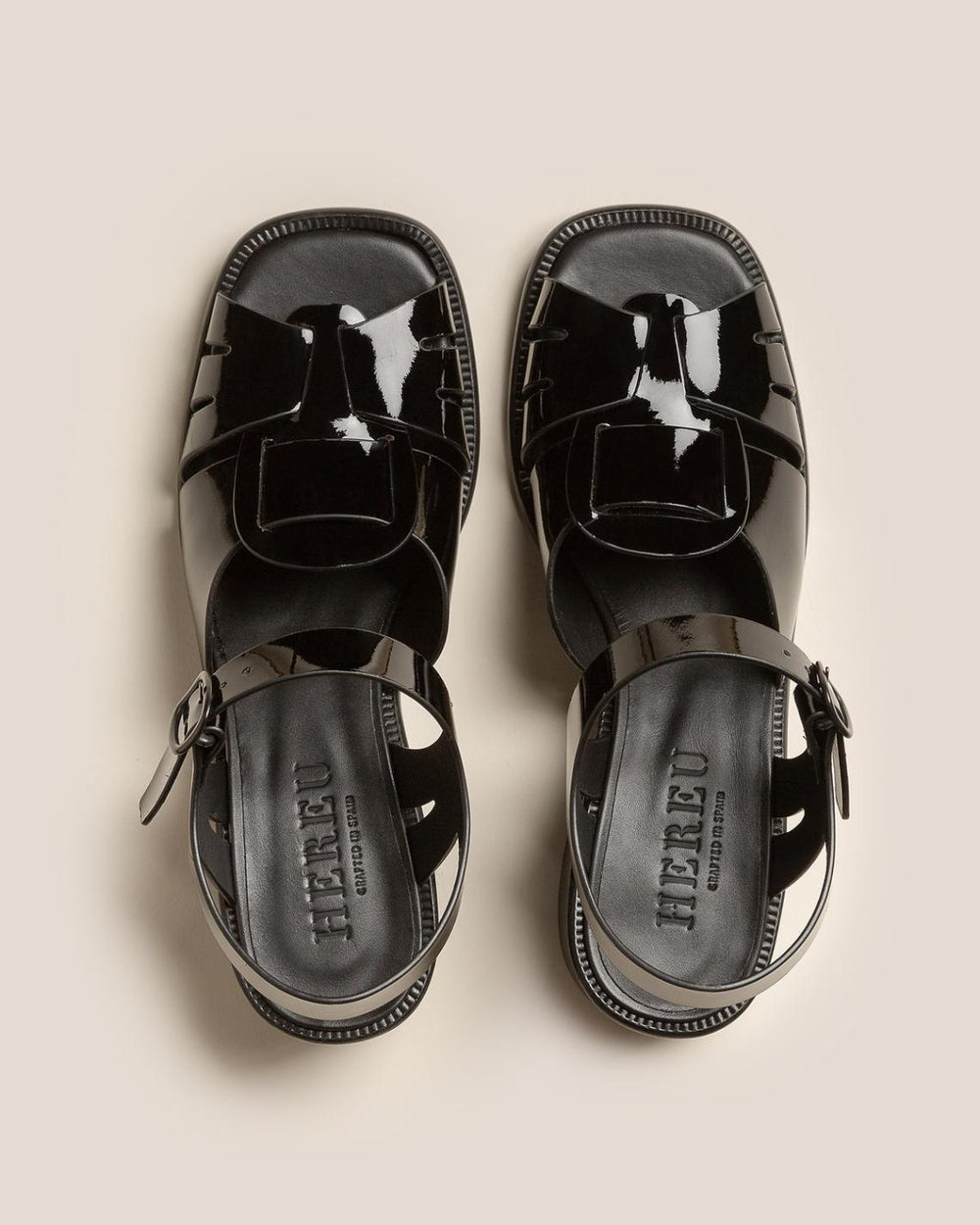 Hereu Heels | ANCORA SQUARED HEELED GLOSSY - Open-Toe Fisherman Sandal - Women