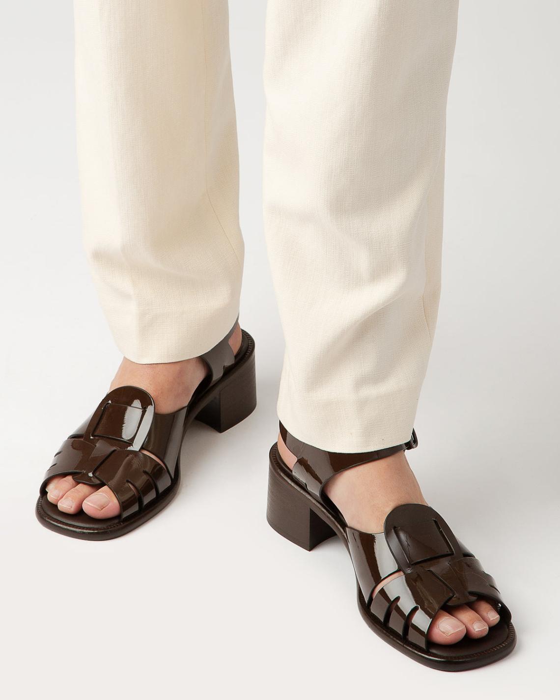 Hereu Heels | ANCORA SQUARED HEELED GLOSSY - Open-Toe Fisherman Sandal - Women