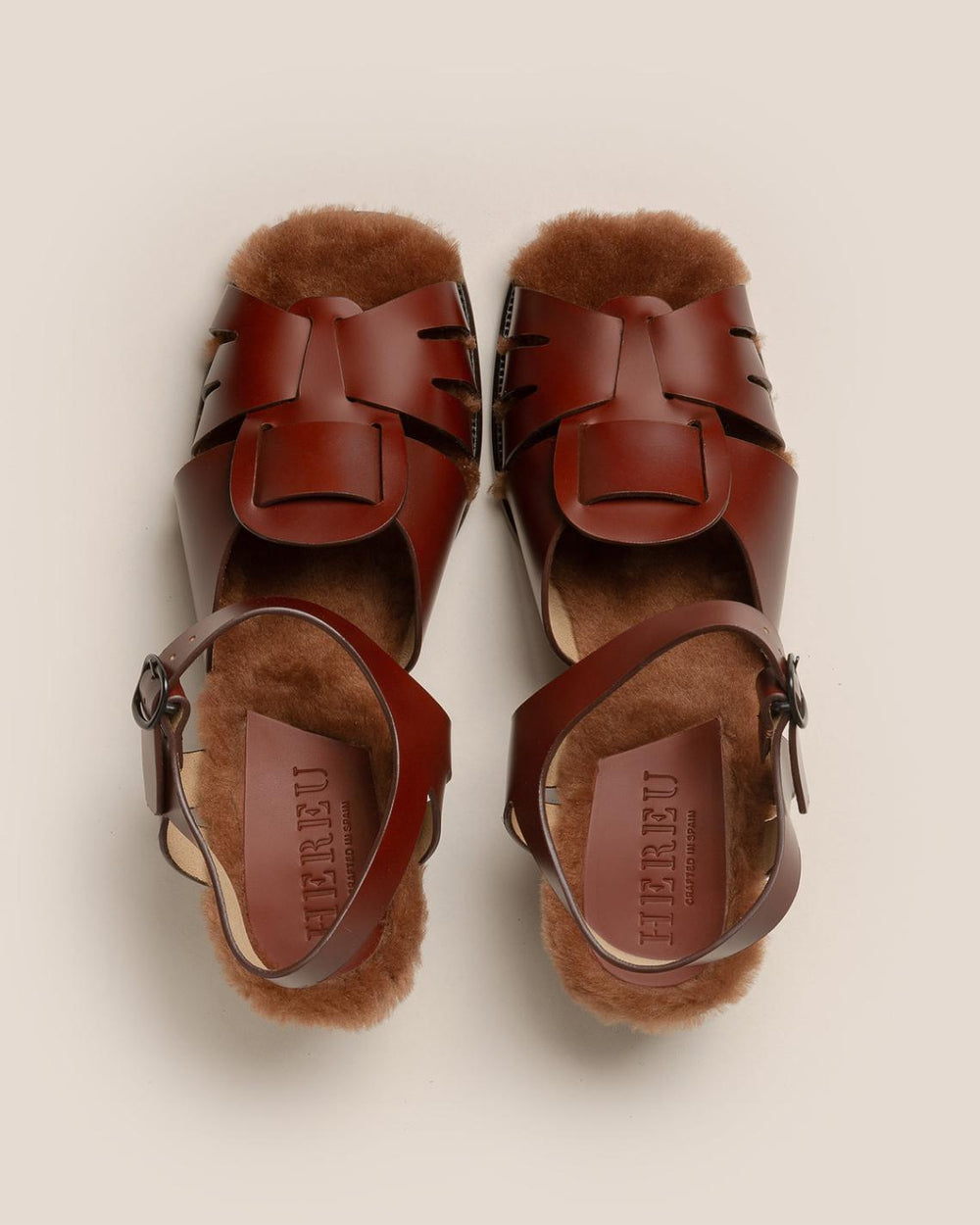 Hereu Heels | ANCORA SQUARED HEELED SHEARLING - Open-Toe Fisherman Sandal - Women