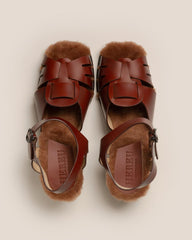 Hereu Heels | ANCORA SQUARED HEELED SHEARLING - Open-Toe Fisherman Sandal - Women