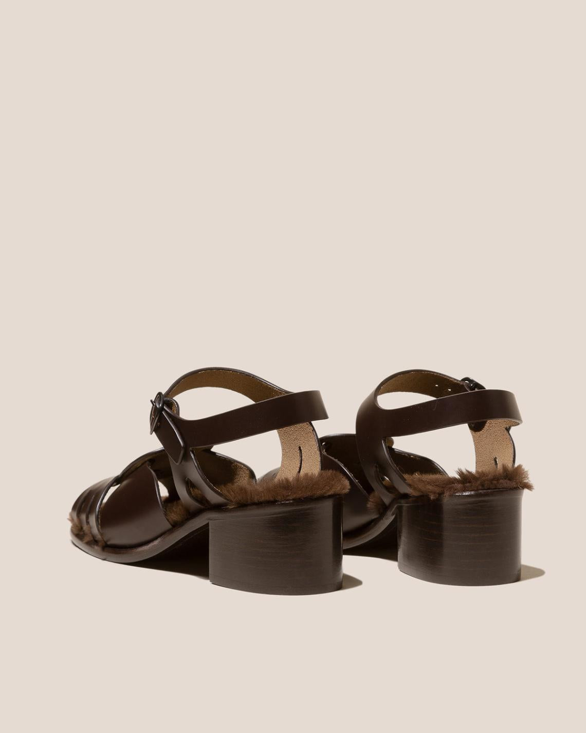 Hereu Heels | ANCORA SQUARED HEELED SHEARLING - Open-Toe Fisherman Sandal - Women