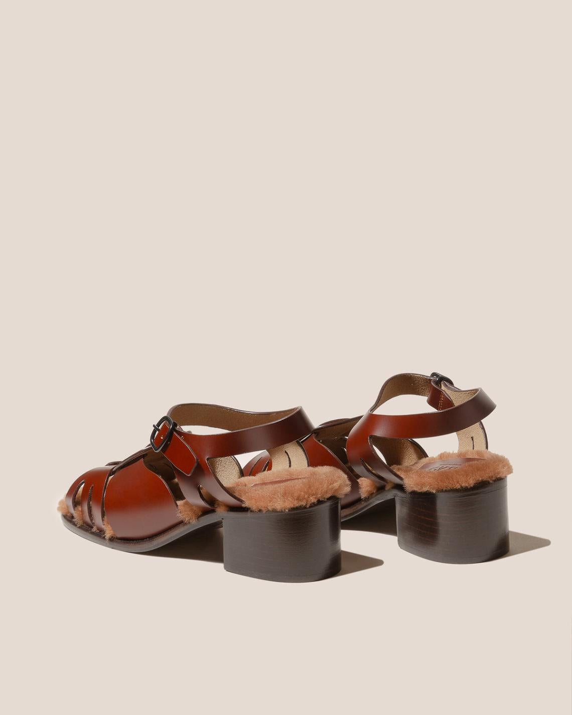 Hereu Heels | ANCORA SQUARED HEELED SHEARLING - Open-Toe Fisherman Sandal - Women