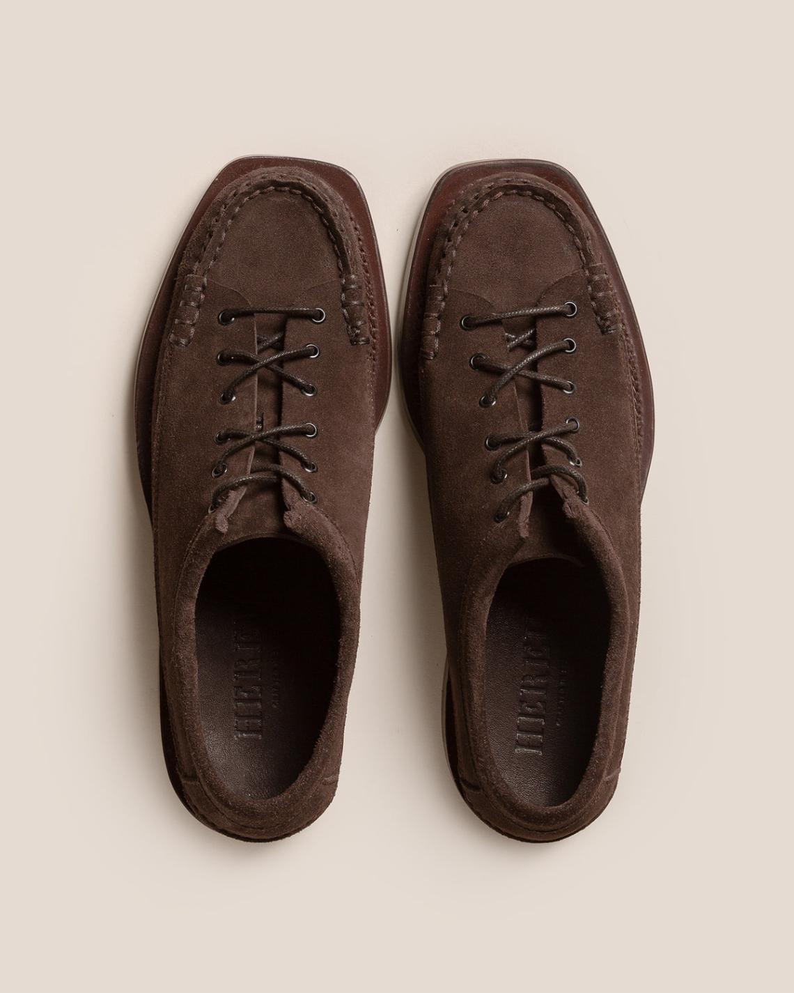 Hereu Loafers | PRIEGO SQUARED SUEDE - Lace Up Moccasin - Men