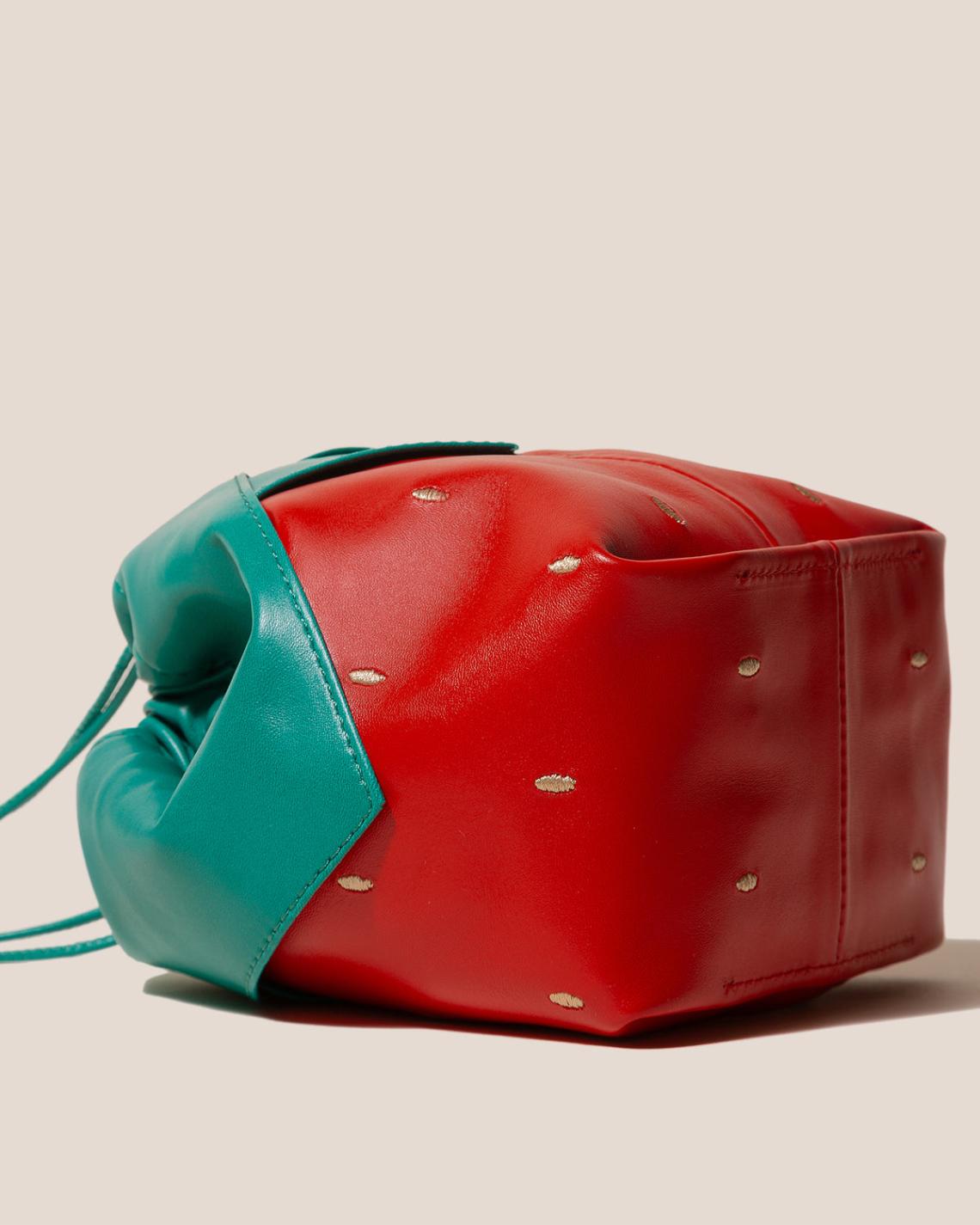Hereu Mini Bags | DUIXA - Strawberry-Shaped Leather Drawstring Bag - Women