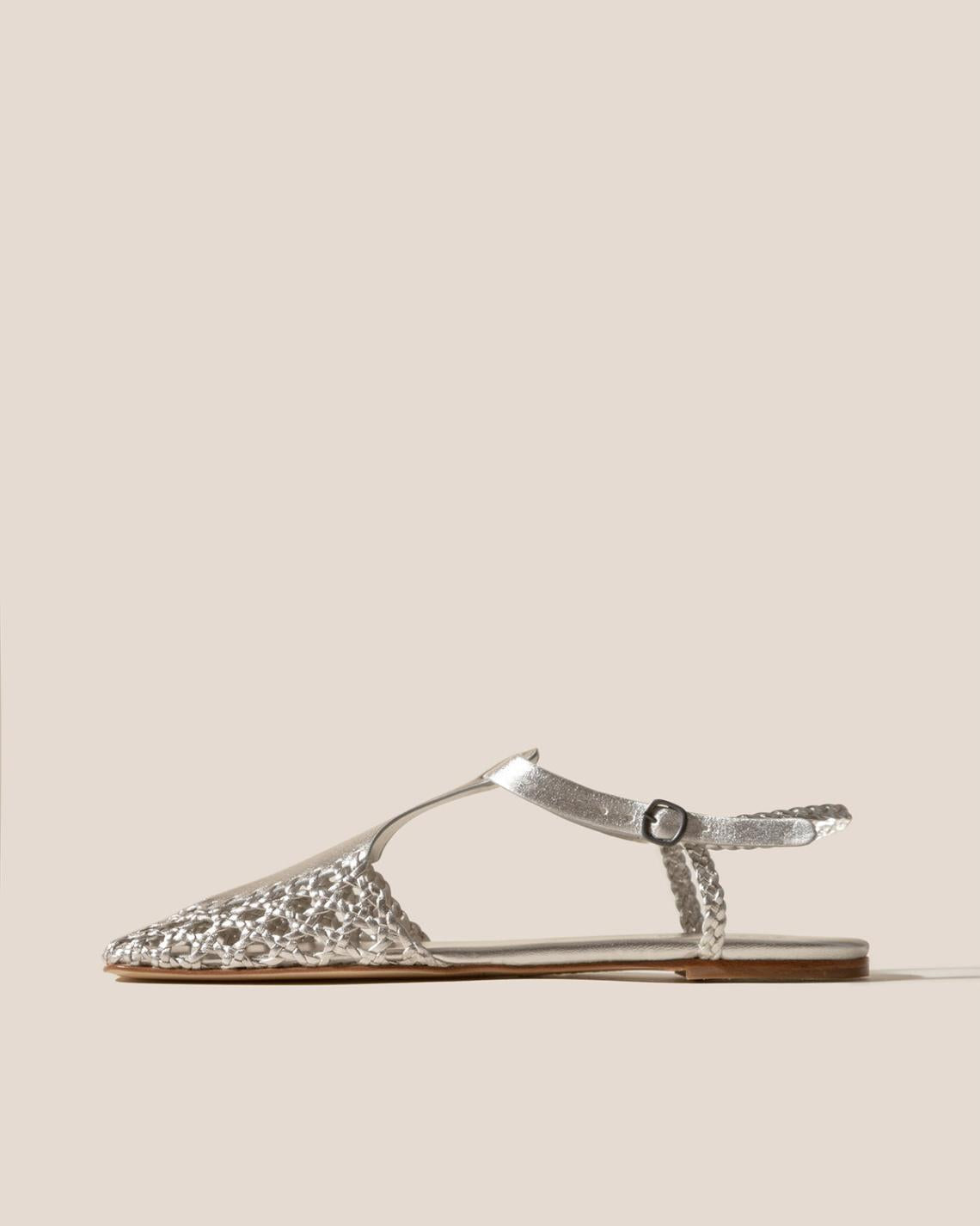 Hereu Sandals | REIXA METALLIC - Woven T-bar Sandal - Women