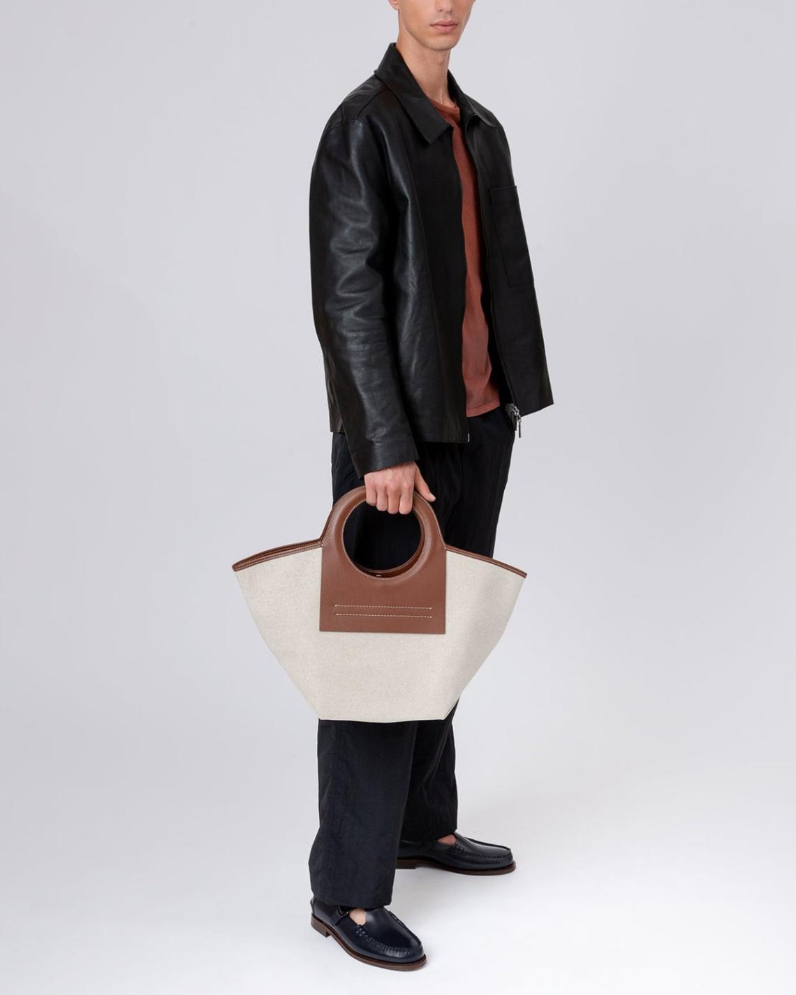 Hereu Tote Bags | CALA S - Leather-trimmed Canvas Tote Bag - Women/Men